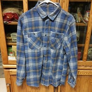 Killik Casual Blue Plaid Flannel Longsleeve Buttondown Men's Shirt